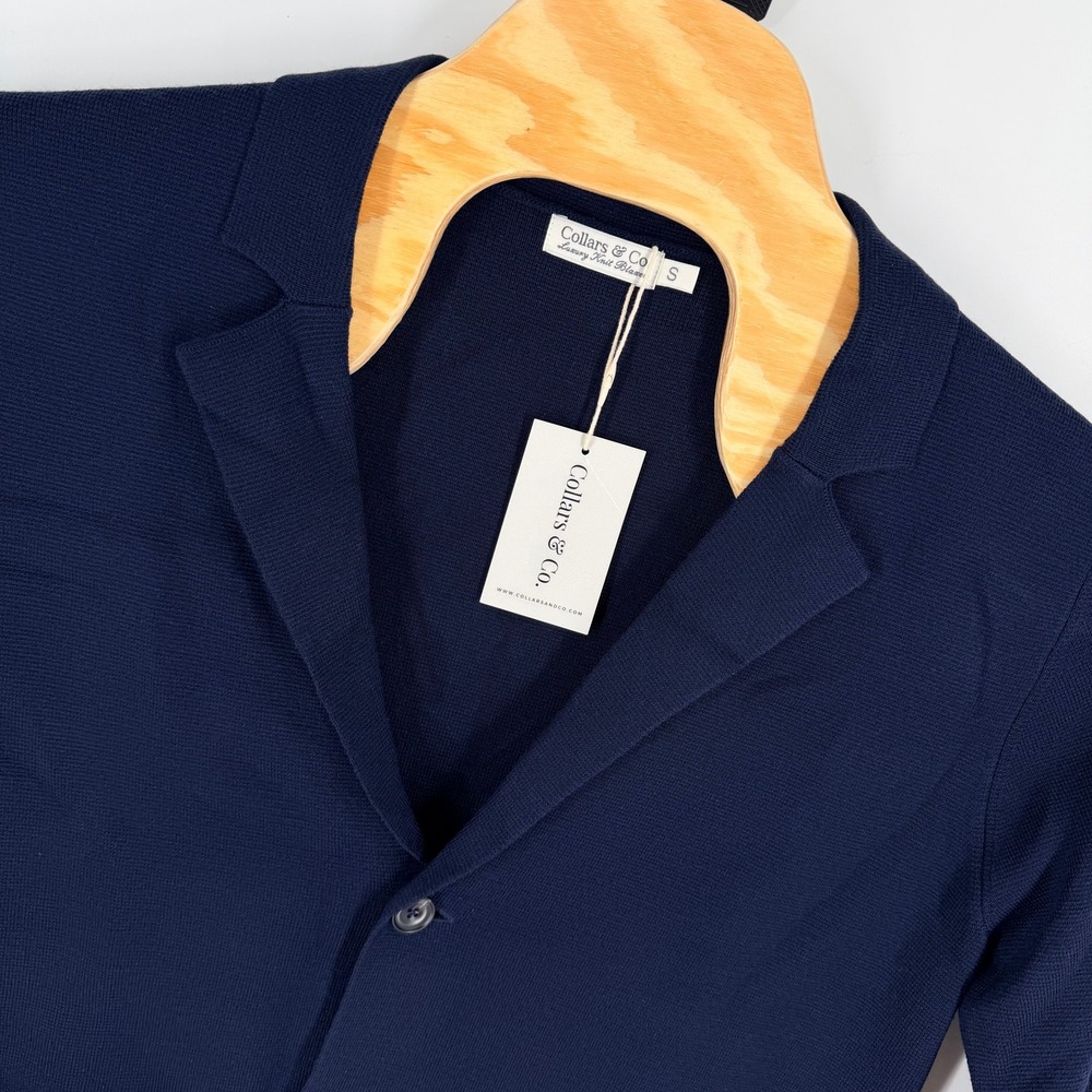 Collars & Co Milano Deconstructed Knit Swazer Blazer Men's S Navy Merino Blend